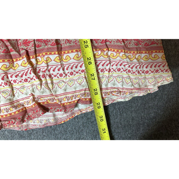 Altar’d State Shirt Womens Size Medium Red Beige Flowy Flutter Top Cottagecore - Picture 6 of 8
